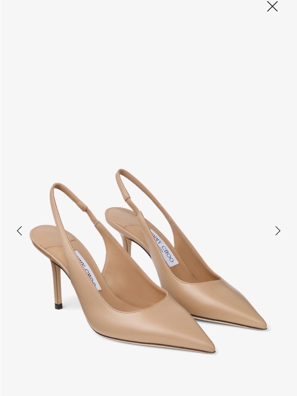 Jimmy Choo Beige Leather Slingback Pointed-Toe Pumps new